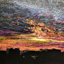 Zachód słońca, tłusty pastel, 50x70 cm, 2017, kolekcja prywatna - Belgia